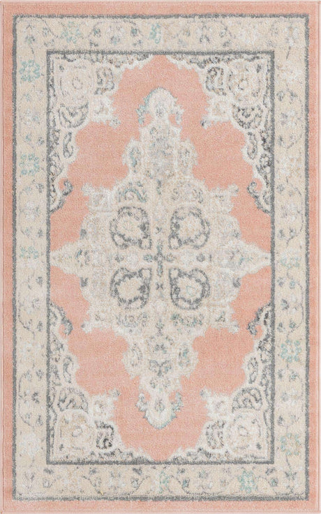 Rose 3' 3 x 5' 3 Parker Rectangle Area Rug Traditional Motif Classic Design Stain Resistant Carpet for Living, Dining, Bedrooms, Kitchen, Office for Sale at Rug Engine