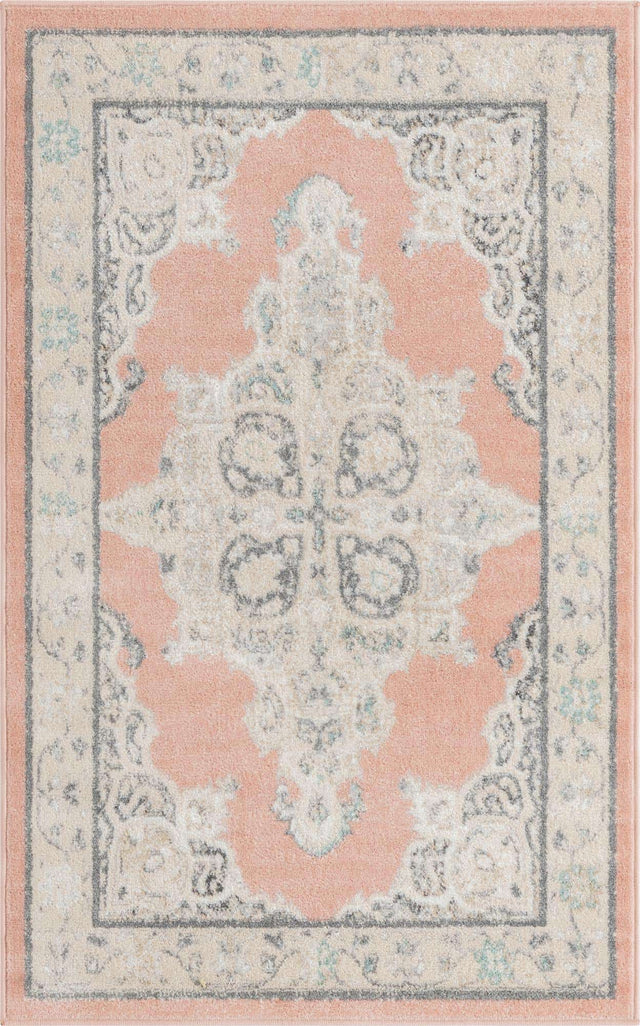Rose 3' 3 x 5' 3 Parker Rectangle Area Rug Traditional Motif Classic Design Stain Resistant Carpet for Living, Dining, Bedrooms, Kitchen, Office for Sale at Rug Engine