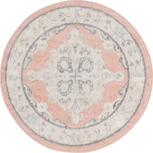Rose 3' 3 x 3' 3 Parker Round Area Rug Traditional Motif Classic Design Stain Resistant Carpet for Living, Dining, Bedrooms, Kitchen, Office for Sale at Rug Engine