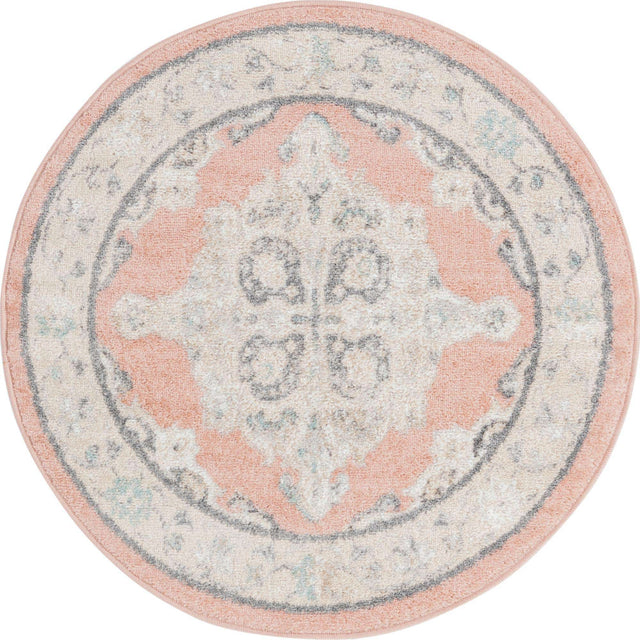 Rose 3' 3 x 3' 3 Parker Round Area Rug Traditional Motif Classic Design Stain Resistant Carpet for Living, Dining, Bedrooms, Kitchen, Office for Sale at Rug Engine