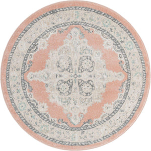 Rose 5' x 5' Parker Round Area Rug Traditional Motif Classic Design Stain Resistant Carpet for Living, Dining, Bedrooms, Kitchen, Office for Sale at Rug Engine