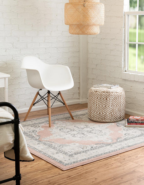 Rose 7' 10 x 7' 10 Parker Square Area Rug Traditional Motif Classic Design Stain Resistant Carpet for Living, Dining, Bedrooms, Kitchen, Office for Sale at Rug Engine