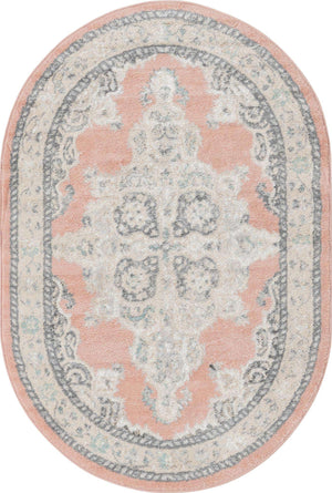 Rose 4' x 6' Parker Oval Area Rug Traditional Motif Classic Design Stain Resistant Carpet for Living, Dining, Bedrooms, Kitchen, Office for Sale at Rug Engine
