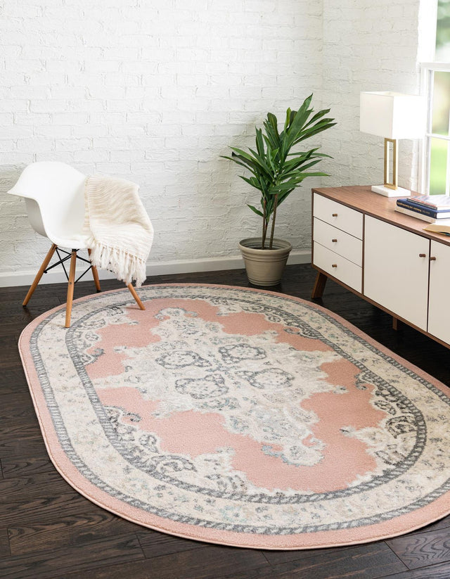 Rose 5' x 8' Parker Oval Area Rug Traditional Motif Classic Design Stain Resistant Carpet for Living, Dining, Bedrooms, Kitchen, Office for Sale at Rug Engine