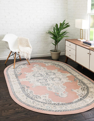 Rose 4' x 6' Parker Oval Area Rug Traditional Motif Classic Design Stain Resistant Carpet for Living, Dining, Bedrooms, Kitchen, Office for Sale at Rug Engine