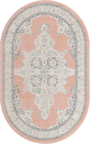 Rose 5' x 8' Parker Oval Area Rug Traditional Motif Classic Design Stain Resistant Carpet for Living, Dining, Bedrooms, Kitchen, Office for Sale at Rug Engine