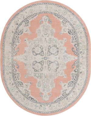 Rose 7' 10 x 10' Parker Oval Area Rug Traditional Motif Classic Design Stain Resistant Carpet for Living, Dining, Bedrooms, Kitchen, Office for Sale at Rug Engine