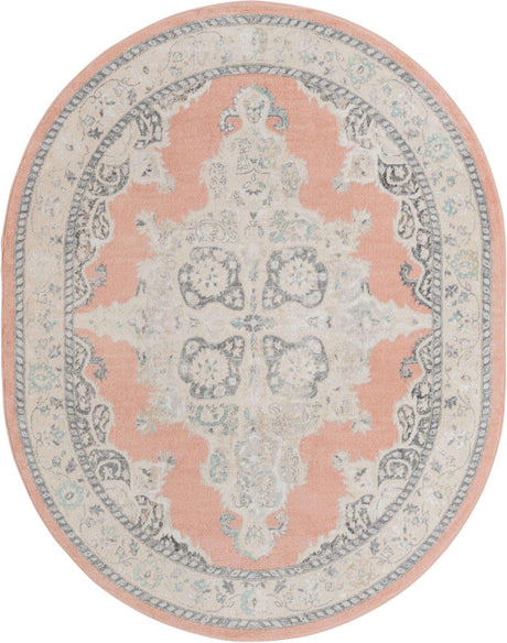 Rose 7' 10 x 10' Parker Oval Area Rug Traditional Motif Classic Design Stain Resistant Carpet for Living, Dining, Bedrooms, Kitchen, Office for Sale at Rug Engine
