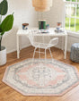 Rose 5' x 5' Parker Octagon Area Rug Traditional Motif Classic Design Stain Resistant Carpet for Living, Dining, Bedrooms, Kitchen, Office for Sale at Rug Engine