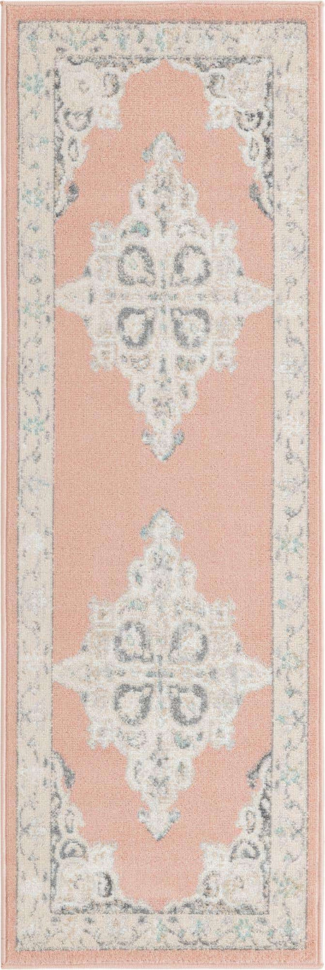 Rose 2' x 6' Parker Runner Area Rug Traditional Motif Classic Design Stain Resistant Carpet for Living, Dining, Bedrooms, Kitchen, Office for Sale at Rug Engine