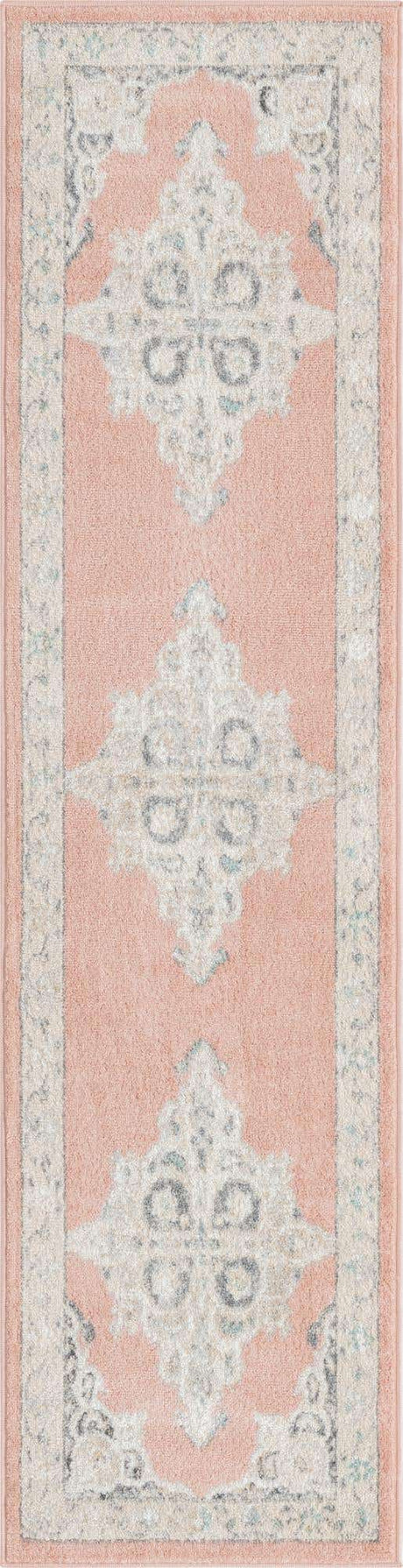 Rose 2' x 8' Parker Runner Area Rug Traditional Motif Classic Design Stain Resistant Carpet for Living, Dining, Bedrooms, Kitchen, Office for Sale at Rug Engine