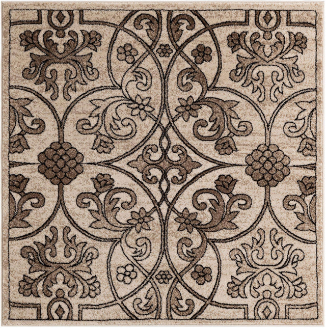 Dark Beige 4' x 4' Rushmore Square Area Rug 55% Polypropylene & 45% Polyester Durable Quality Carpet for Indoor Home Decorating for Sale at Rug Engine