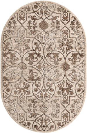 Dark Beige 5' 3 x 8' Rushmore Oval Area Rug 55% Polypropylene & 45% Polyester Durable Quality Carpet for Indoor Home Decorating for Sale at Rug Engine