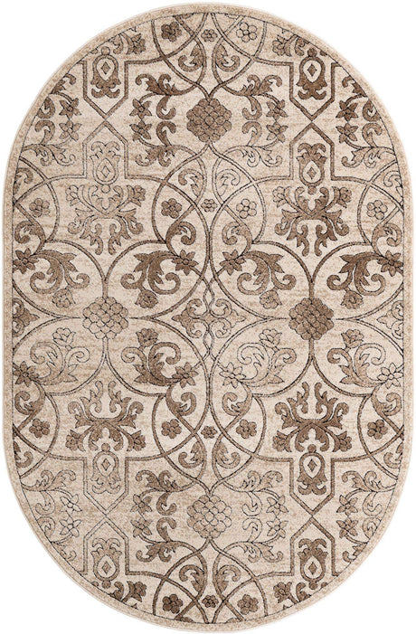 Dark Beige 5' 3 x 8' Rushmore Oval Area Rug 55% Polypropylene & 45% Polyester Durable Quality Carpet for Indoor Home Decorating for Sale at Rug Engine