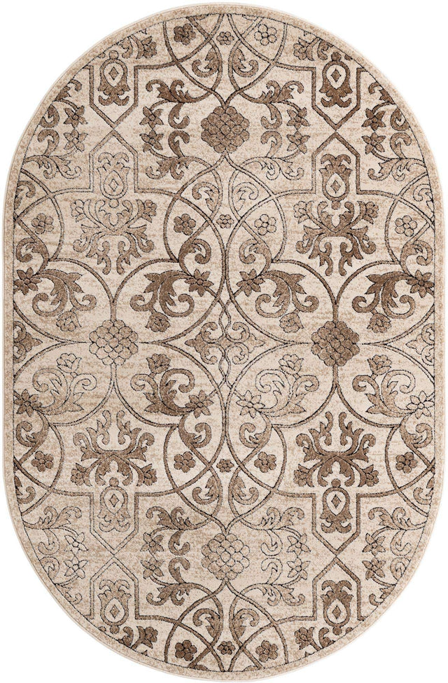 Dark Beige 5' 3 x 8' Rushmore Oval Area Rug 55% Polypropylene & 45% Polyester Durable Quality Carpet for Indoor Home Decorating for Sale at Rug Engine