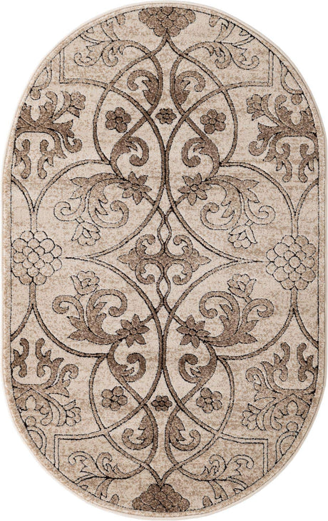 Dark Beige 3' 3 x 5' 3 Rushmore Oval Area Rug 55% Polypropylene & 45% Polyester Durable Quality Carpet for Indoor Home Decorating for Sale at Rug Engine