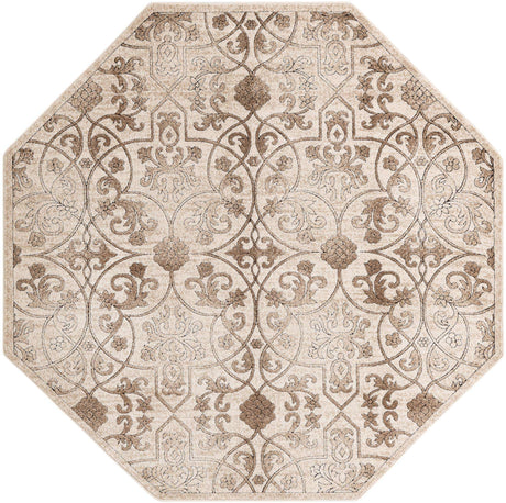 Dark Beige 7' 10 x 7' 10 Rushmore Octagon Area Rug 55% Polypropylene & 45% Polyester Durable Quality Carpet for Indoor Home Decorating for Sale at Rug Engine