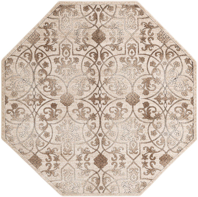 Dark Beige 7' 10 x 7' 10 Rushmore Octagon Area Rug 55% Polypropylene & 45% Polyester Durable Quality Carpet for Indoor Home Decorating for Sale at Rug Engine