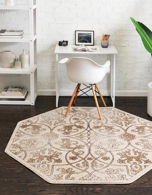 Dark Beige 7' 10 x 7' 10 Rushmore Octagon Area Rug 55% Polypropylene & 45% Polyester Durable Quality Carpet for Indoor Home Decorating for Sale at Rug Engine