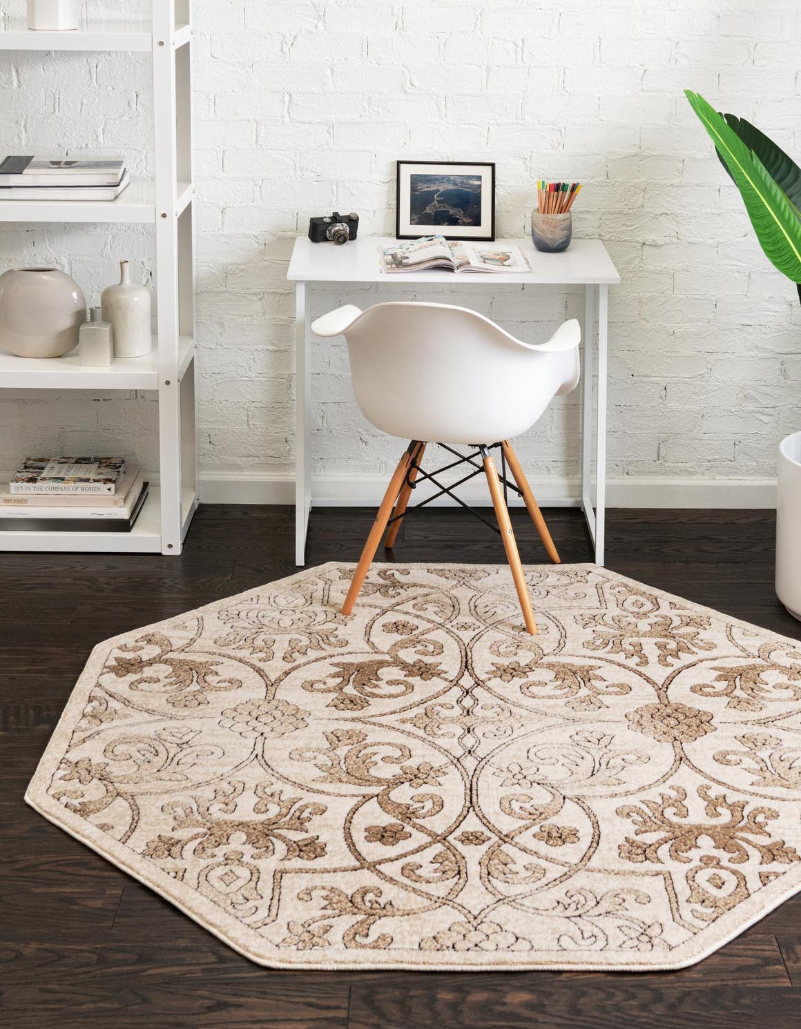 Dark Beige 6' x 6' Rushmore Octagon Area Rug 55% Polypropylene & 45% Polyester Durable Quality Carpet for Indoor Home Decorating for Sale at Rug Engine