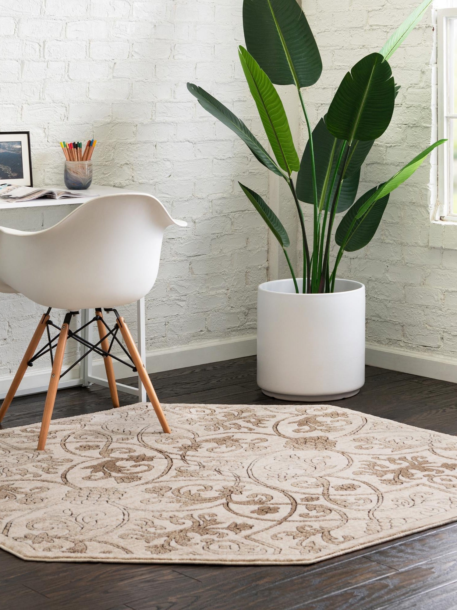 Dark Beige 6' x 6' Rushmore Octagon Area Rug 55% Polypropylene & 45% Polyester Durable Quality Carpet for Indoor Home Decorating for Sale at Rug Engine