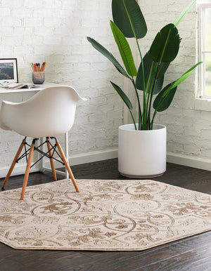 Dark Beige 7' 10 x 7' 10 Rushmore Octagon Area Rug 55% Polypropylene & 45% Polyester Durable Quality Carpet for Indoor Home Decorating for Sale at Rug Engine