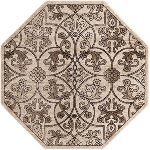 Dark Beige 5' 3 x 5' 3 Rushmore Octagon Area Rug 55% Polypropylene & 45% Polyester Durable Quality Carpet for Indoor Home Decorating for Sale at Rug Engine