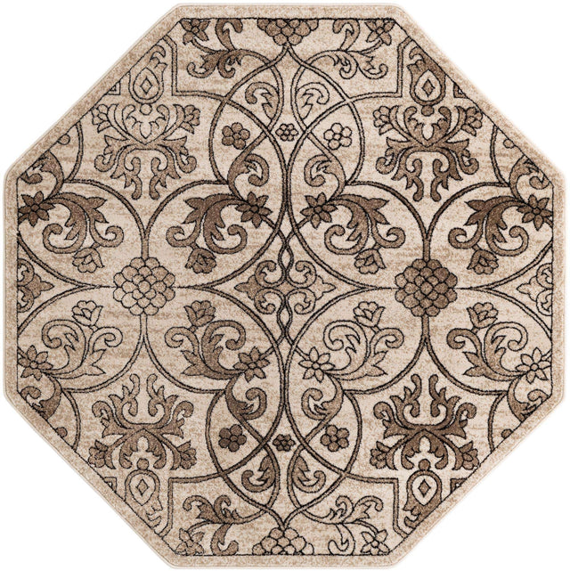 Dark Beige 5' 3 x 5' 3 Rushmore Octagon Area Rug 55% Polypropylene & 45% Polyester Durable Quality Carpet for Indoor Home Decorating for Sale at Rug Engine