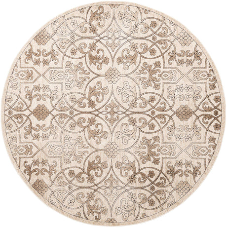 Dark Beige 7' 10 x 7' 10 Rushmore Round Area Rug 55% Polypropylene & 45% Polyester Durable Quality Carpet for Indoor Home Decorating for Sale at Rug Engine