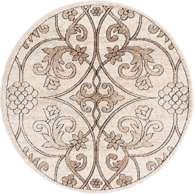 Dark Beige 3' 3 x 3' 3 Rushmore Round Area Rug 55% Polypropylene & 45% Polyester Durable Quality Carpet for Indoor Home Decorating for Sale at Rug Engine