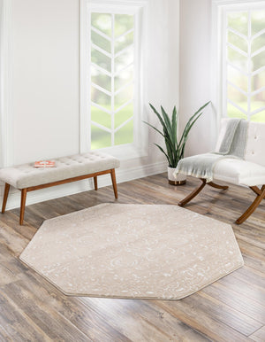 Beige 5' 3 x 5' 3 Rushmore Octagon Area Rug 55% Polypropylene & 45% Polyester Durable Quality Carpet for Indoor Home Decorating for Sale at Rug Engine
