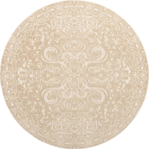 Beige 7' 10 x 7' 10 Rushmore Round Area Rug 55% Polypropylene & 45% Polyester Durable Quality Carpet for Indoor Home Decorating for Sale at Rug Engine