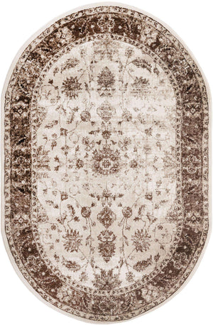 Cream 5' 3 x 8' Rushmore Oval Area Rug 55% Polypropylene & 45% Polyester Durable Quality Carpet for Indoor Home Decorating for Sale at Rug Engine