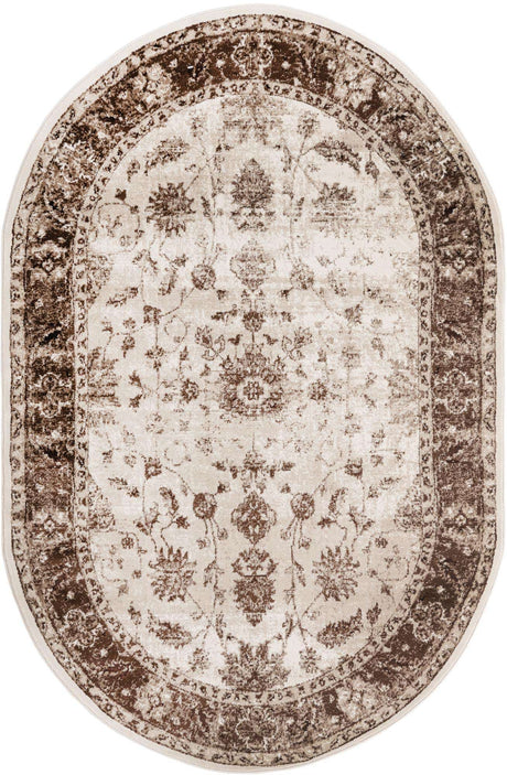 Cream 5' 3 x 8' Rushmore Oval Area Rug 55% Polypropylene & 45% Polyester Durable Quality Carpet for Indoor Home Decorating for Sale at Rug Engine