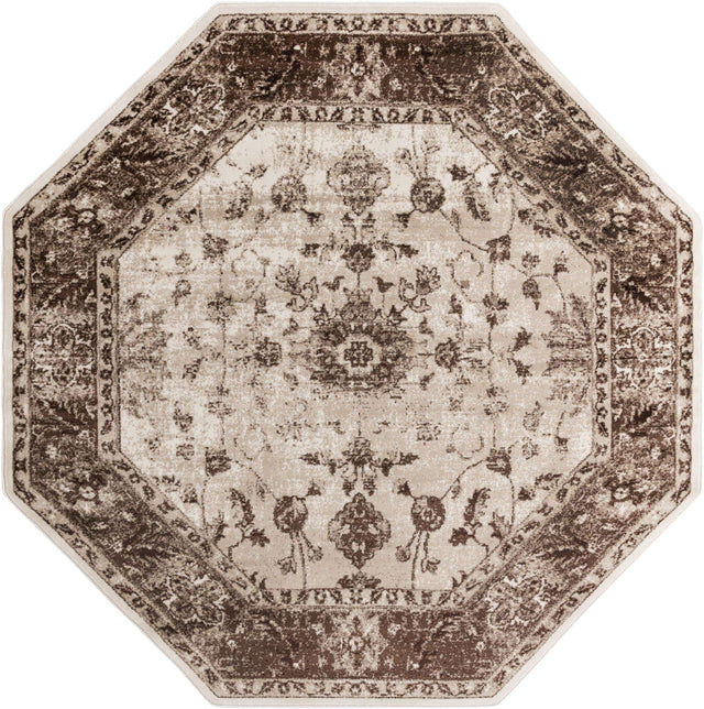 Cream 7' 10 x 7' 10 Rushmore Octagon Area Rug 55% Polypropylene & 45% Polyester Durable Quality Carpet for Indoor Home Decorating for Sale at Rug Engine