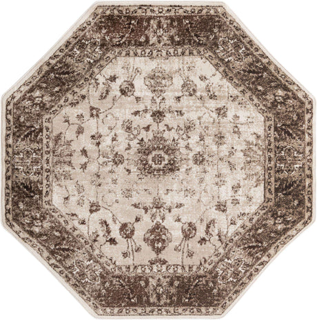 Cream 5' 3 x 5' 3 Rushmore Octagon Area Rug 55% Polypropylene & 45% Polyester Durable Quality Carpet for Indoor Home Decorating for Sale at Rug Engine
