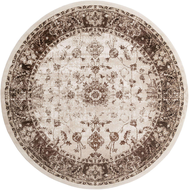 Cream 7' 10 x 7' 10 Rushmore Round Area Rug 55% Polypropylene & 45% Polyester Durable Quality Carpet for Indoor Home Decorating for Sale at Rug Engine