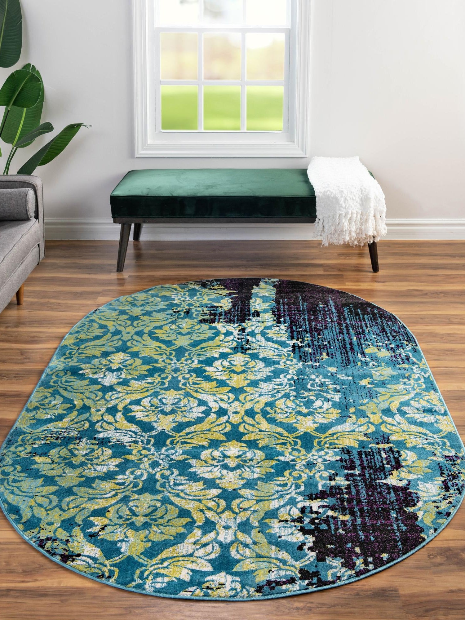 Blue 7' 10 x 10' Imperial Oval Area Rug 100% Polypropylene With Cotton Backing Traditional Vintage Distressed Design Carpet for Sale at Rug Engine