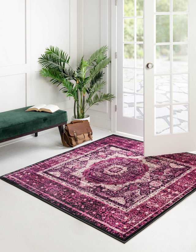Lilac 4' x 4' Imperial Square Area Rug 100% Polypropylene With Cotton Backing Traditional Vintage Distressed Design Carpet for Sale at Rug Engine