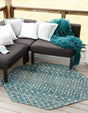 Teal 7' 10 x 7' 10 Outdoor Trellis Octagon Area Rug Weather Resistant for Patio, Deck, Terrace, Balcony, Porch Geometric Design Water Safe Outside Carpet for Sale at Rug Engine