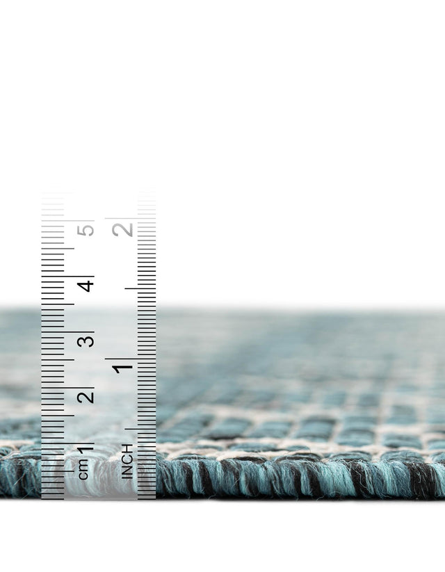 Teal 7' 10 x 7' 10 Outdoor Trellis Octagon Area Rug Weather Resistant for Patio, Deck, Terrace, Balcony, Porch Geometric Design Water Safe Outside Carpet for Sale at Rug Engine