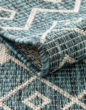 Teal 7' 10 x 7' 10 Outdoor Trellis Octagon Area Rug Weather Resistant for Patio, Deck, Terrace, Balcony, Porch Geometric Design Water Safe Outside Carpet for Sale at Rug Engine