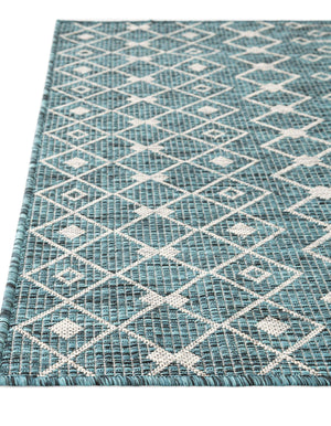 Teal 7' 10 x 7' 10 Outdoor Trellis Octagon Area Rug Weather Resistant for Patio, Deck, Terrace, Balcony, Porch Geometric Design Water Safe Outside Carpet for Sale at Rug Engine