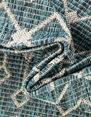 Teal 7' 10 x 7' 10 Outdoor Trellis Octagon Area Rug Weather Resistant for Patio, Deck, Terrace, Balcony, Porch Geometric Design Water Safe Outside Carpet for Sale at Rug Engine
