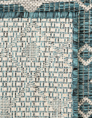 Teal 7' 10 x 7' 10 Outdoor Trellis Octagon Area Rug Weather Resistant for Patio, Deck, Terrace, Balcony, Porch Geometric Design Water Safe Outside Carpet for Sale at Rug Engine