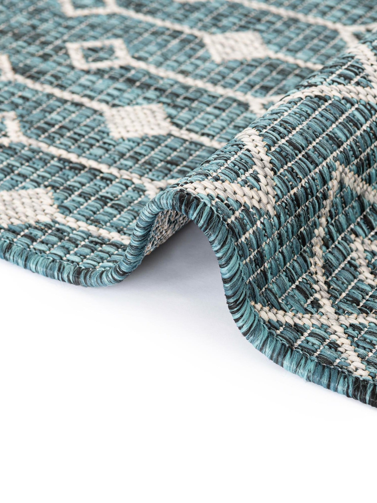 Teal 7' 10 x 7' 10 Outdoor Trellis Octagon Area Rug Weather Resistant for Patio, Deck, Terrace, Balcony, Porch Geometric Design Water Safe Outside Carpet for Sale at Rug Engine