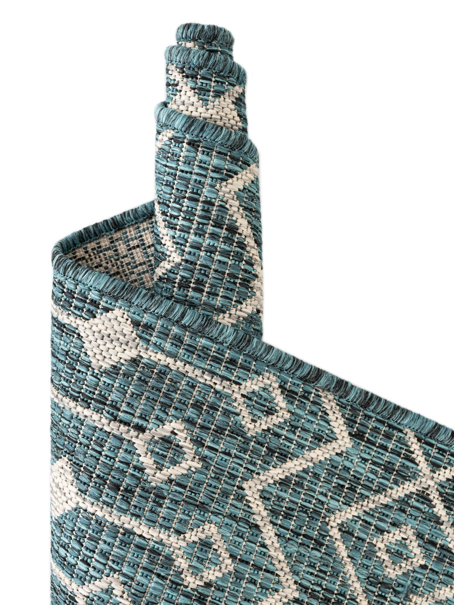 Teal 7' 10 x 7' 10 Outdoor Trellis Octagon Area Rug Weather Resistant for Patio, Deck, Terrace, Balcony, Porch Geometric Design Water Safe Outside Carpet for Sale at Rug Engine