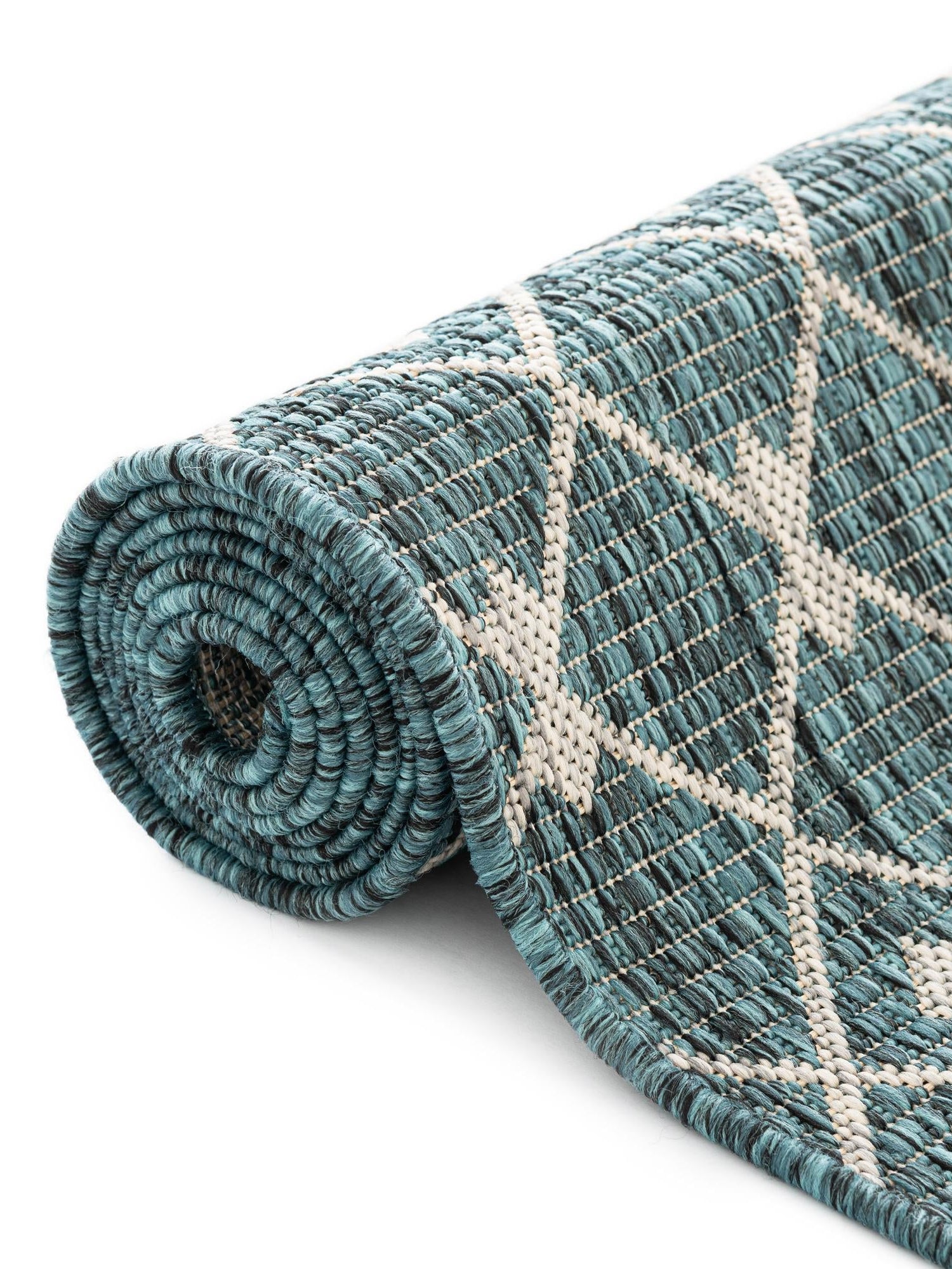 Teal 7' 10 x 7' 10 Outdoor Trellis Octagon Area Rug Weather Resistant for Patio, Deck, Terrace, Balcony, Porch Geometric Design Water Safe Outside Carpet for Sale at Rug Engine