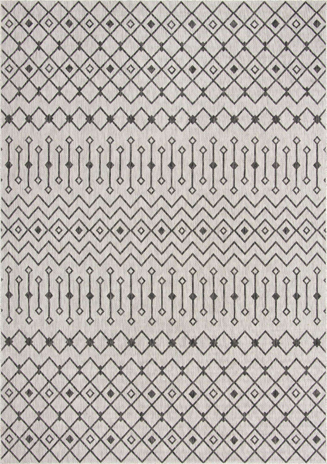 Gray 10' x 14' 1 Outdoor Trellis Rectangle Area Rug Weather Resistant for Patio, Deck, Terrace, Balcony, Porch Geometric Design Water Safe Outside Carpet for Sale at Rug Engine