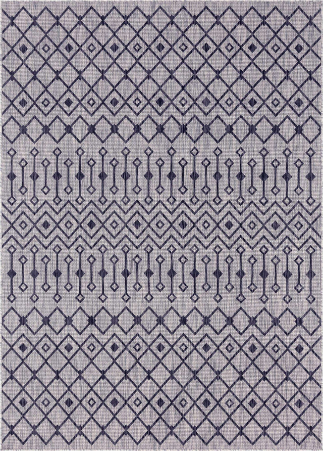 Gray 10' x 13' 1 Outdoor Trellis Rectangle Area Rug Weather Resistant for Patio, Deck, Terrace, Balcony, Porch Geometric Design Water Safe Outside Carpet for Sale at Rug Engine